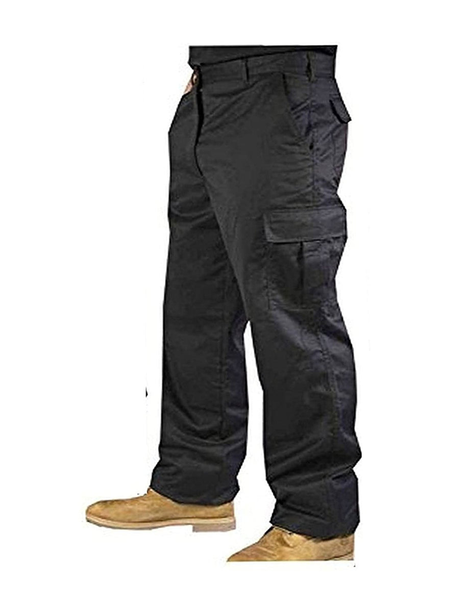 IBEX TS2 Men's Cargo Combat Work Trousers in Black Navy Waist with Kne ...