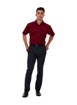 Mens Poplin Half Short Sleeve Red Black Shirt S to 3XL Sizes. 5 Colours 6 Sizes