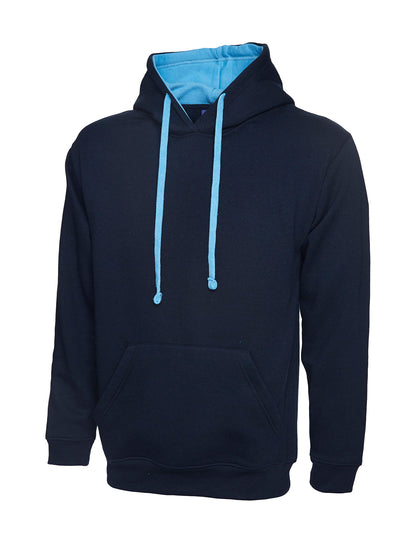 Uneek UC507 300GSM Unisex Polyester Cotton Contrast Hooded Sweatshirt