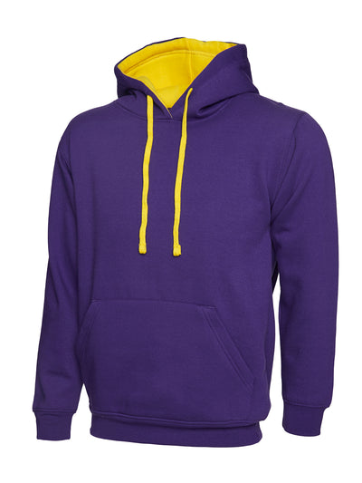 Uneek UC507 300GSM Unisex Polyester Cotton Contrast Hooded Sweatshirt